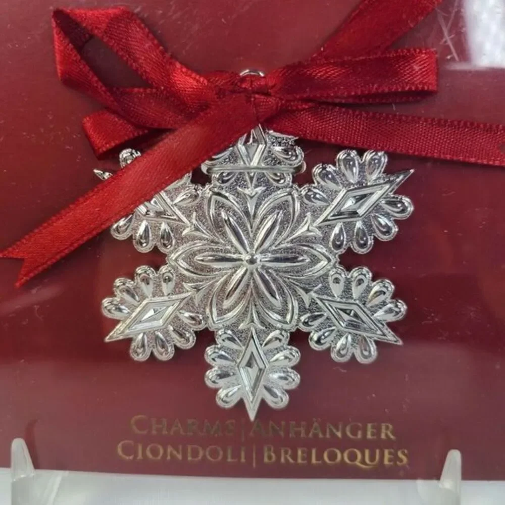 Lenox Christmas‎ Ornament Silver Plated Snowflake Charm Made USA New